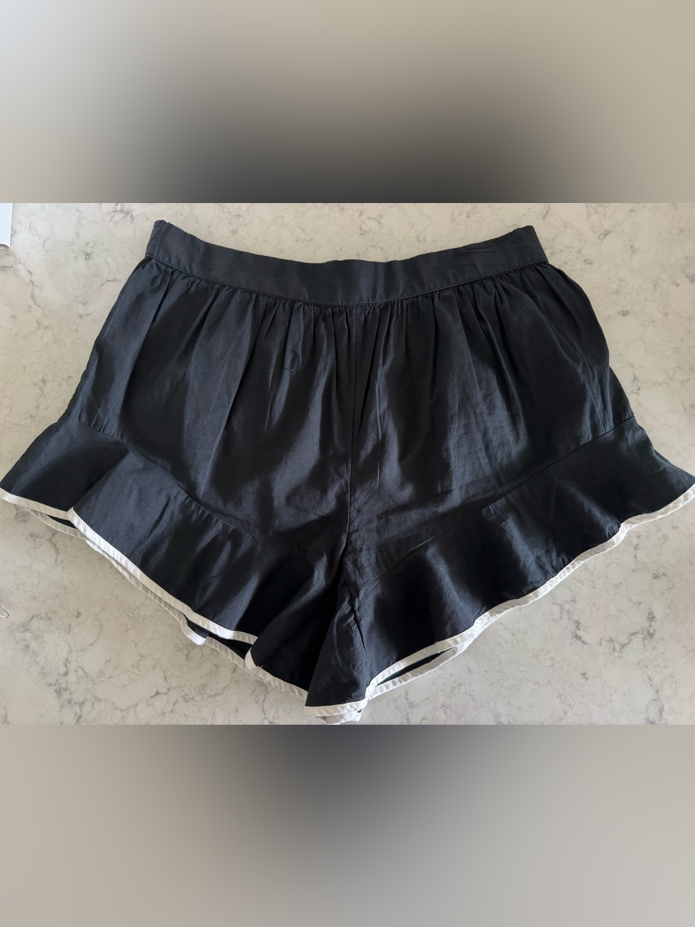 Anthropologie Celandine Black Ruffle Hem Women's Shorts